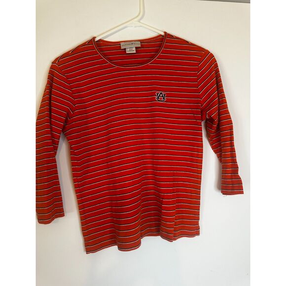 Cutter & Buck Auburn Tigers Striped Long Sleeve Shirt Women’s S Petite - Picture 1 of 6